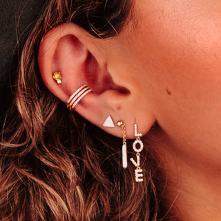 Triangle Ear Studs with Diamonds