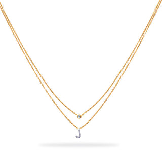 Layered Initial Necklace with Diamonds