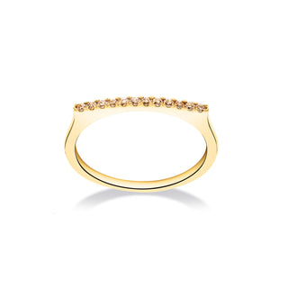 Stapelbare bar ring met bruine diamanten