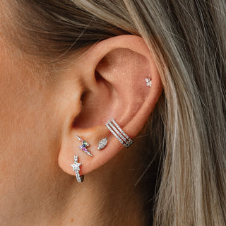 Triple Wrap Ear Cuff in geel goud met diamanten